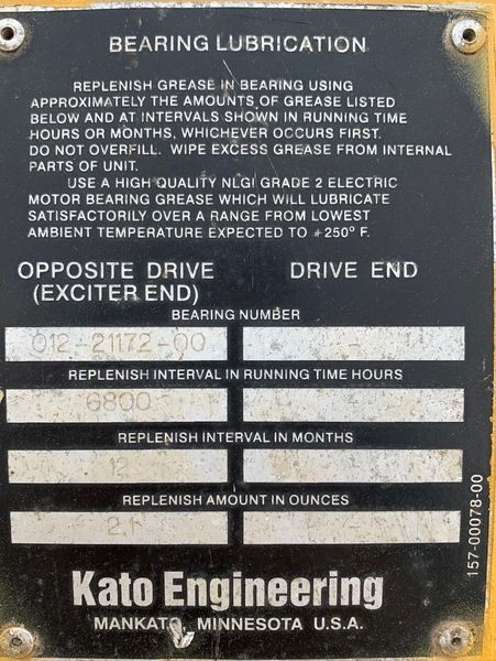 Used Kato 250kW Generator End