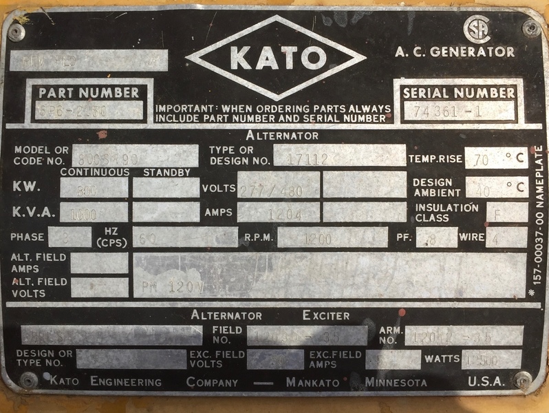 Used Caterpillar D399 Diesel Generator