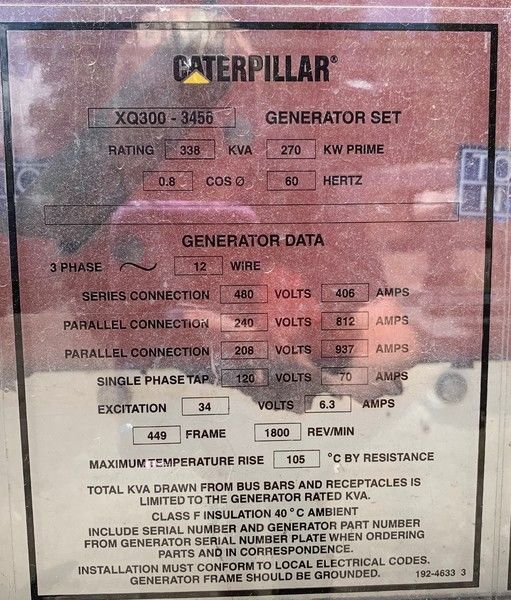 Used Caterpillar XQ300 Diesel Generator