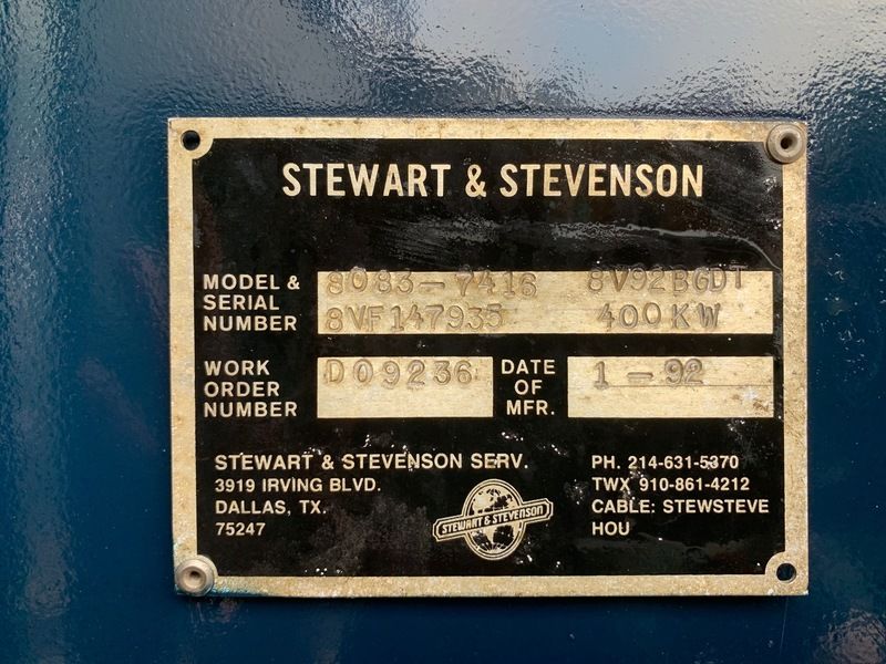  Stewart & Stevenson 400kW Diesel Generator