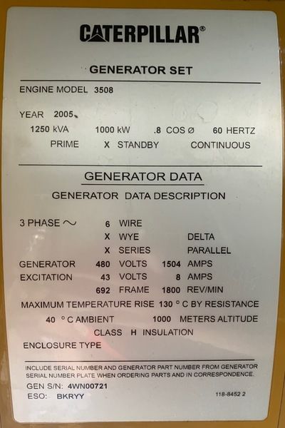 Used Caterpillar 3508 Diesel Generator
