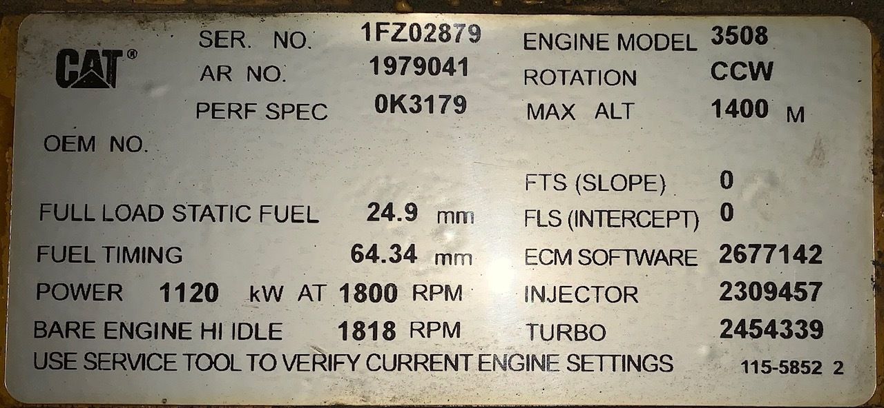 Used Caterpillar 3508 Diesel Generator