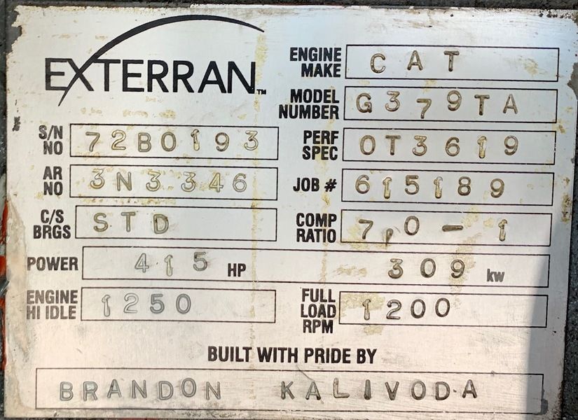 Used Caterpillar G379TA Gas Generator
