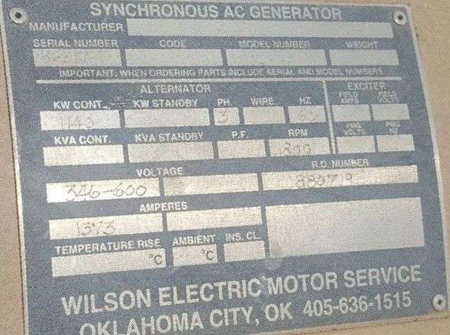 Reconditioned Kato 1140kW Generator End