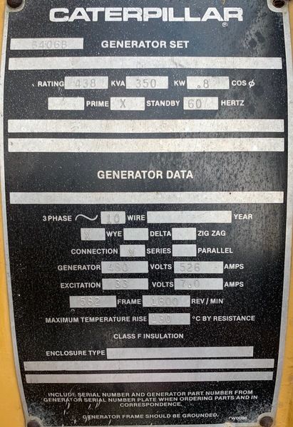 Low Hours Caterpillar 3406B Diesel Generator
