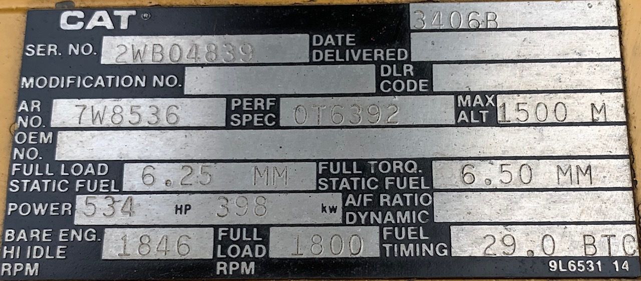 Low Hours Caterpillar 3406B Diesel Generator