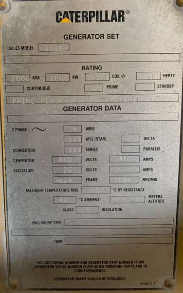 Used Caterpillar XQ1750 Diesel Generator