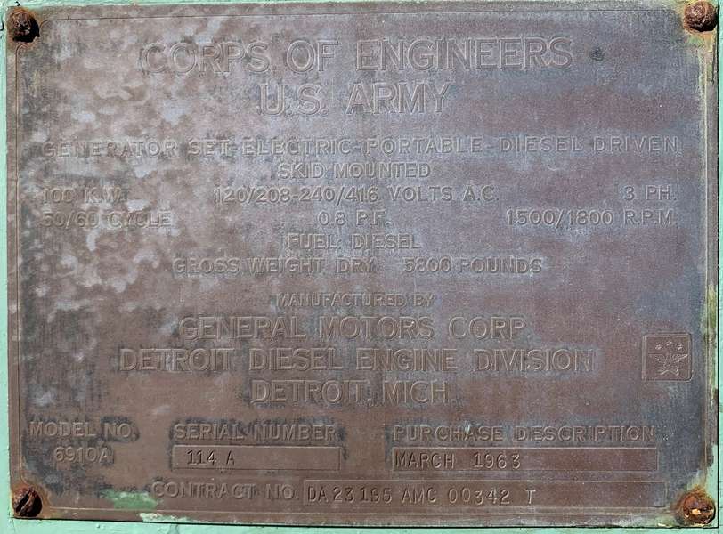 Used U.S. Army 100kW Diesel Generator