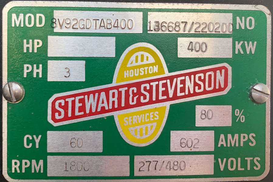 Used Stewart and Stevenson 8V92GDTAB400 Diesel Generator