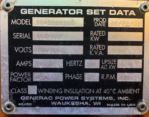Used Generac 50kW Diesel Generator