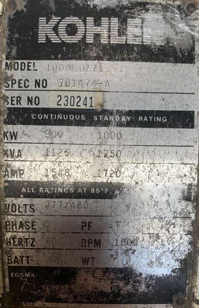 Used Cummins 1000R0Z71 Diesel Generator