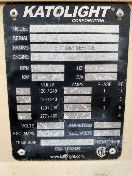 Used Katolight 60kW Gas Generator