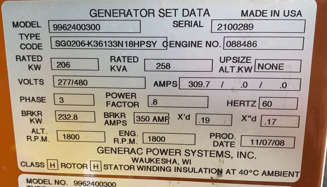 Like New Generac SG0206 Gas Generator