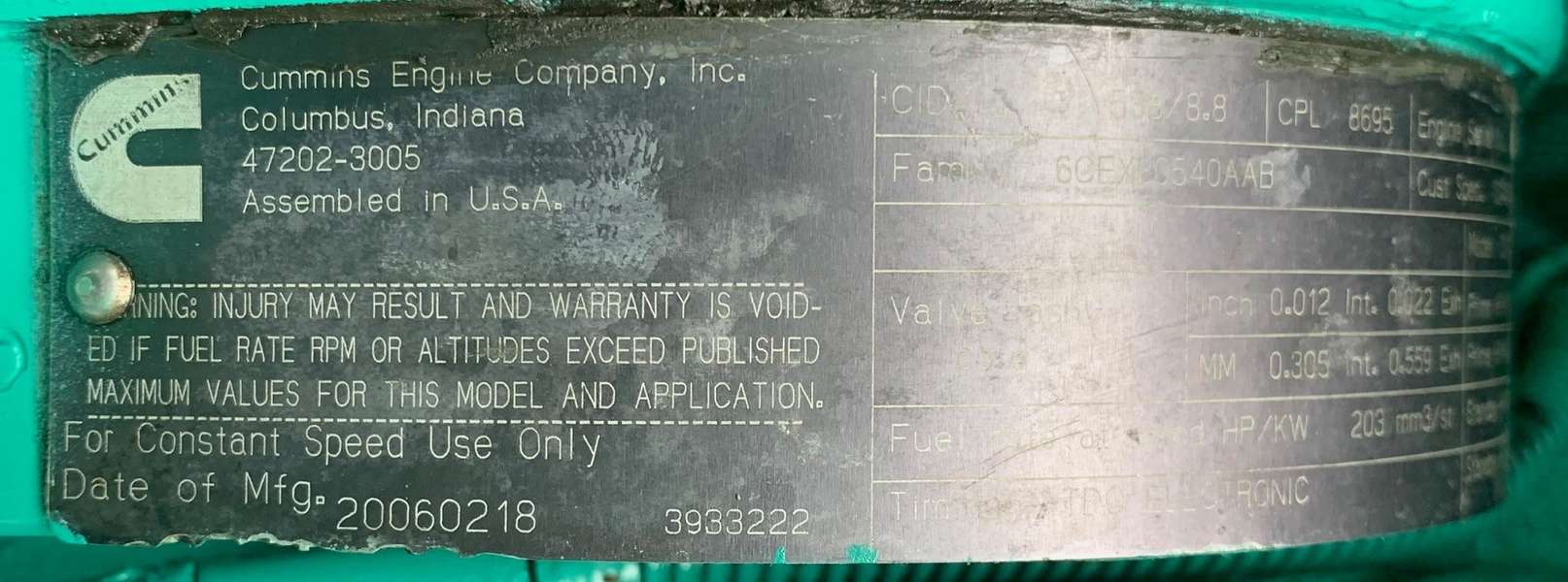 Used Cummins 200kW Diesel Generator