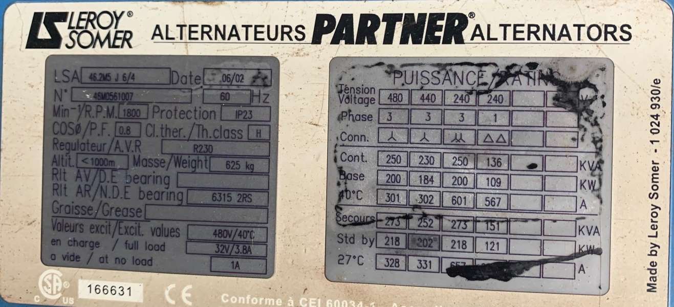 Used SDMO 250kW Diesel Generator