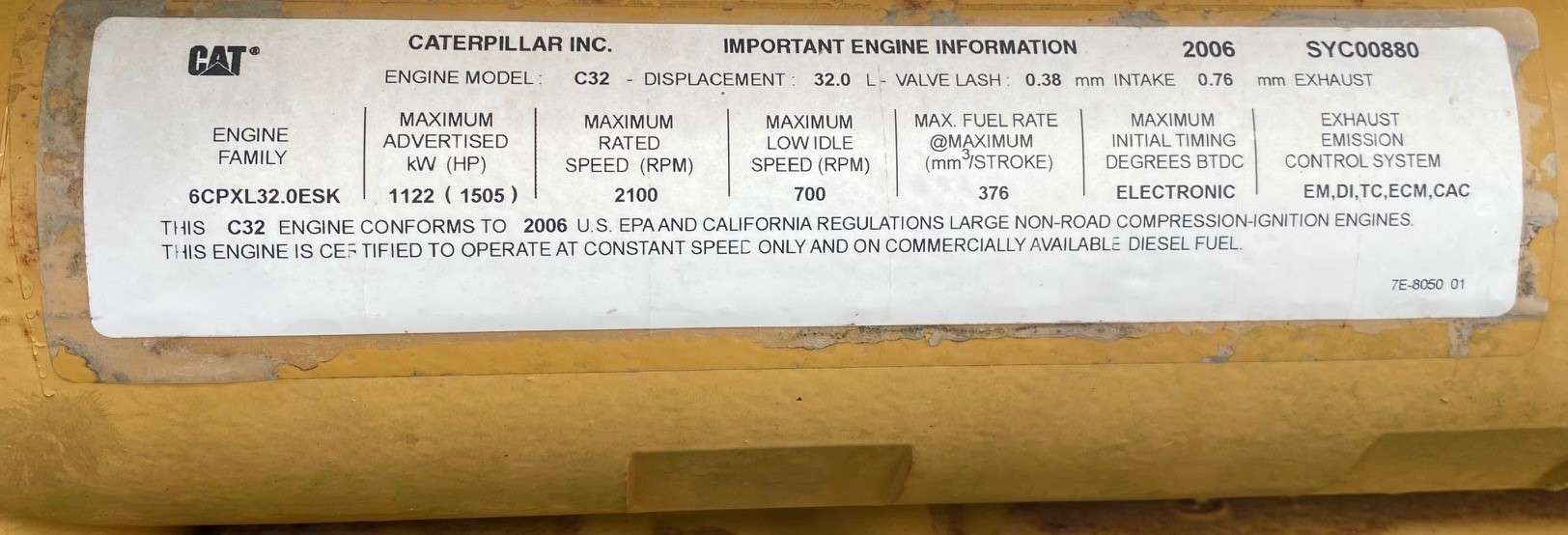 Used Caterpillar C32 Diesel Generator