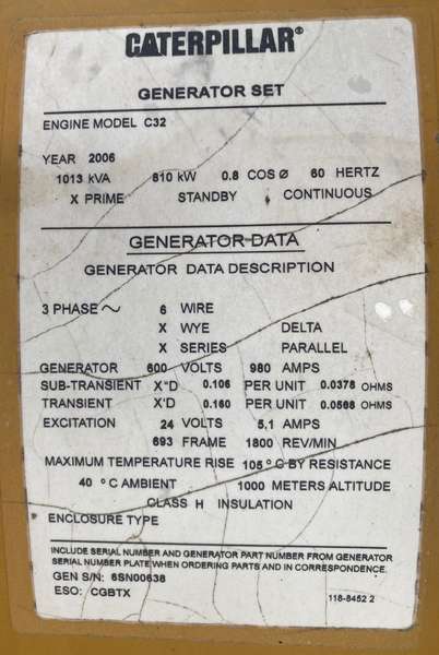 Used Caterpillar C32 Diesel Generator