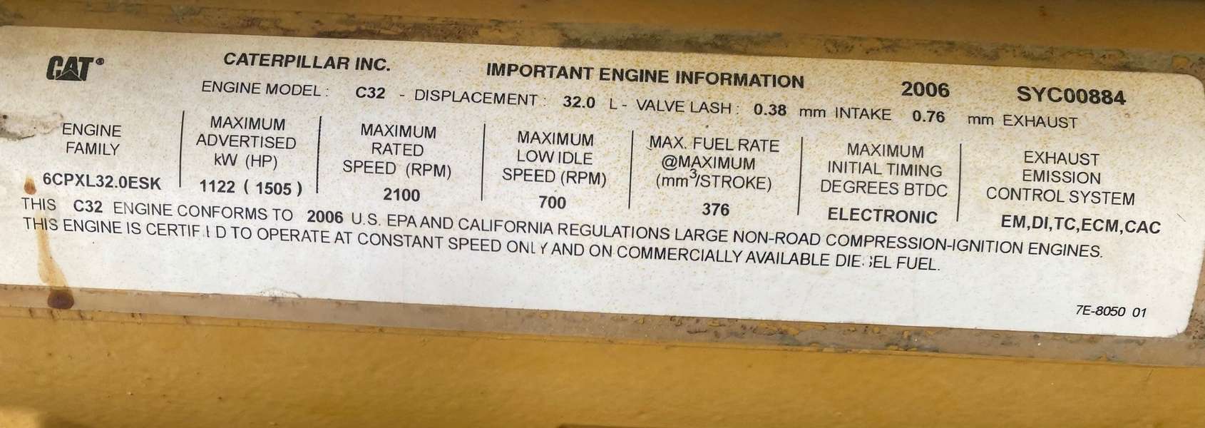Used Caterpillar C32 Diesel Generator