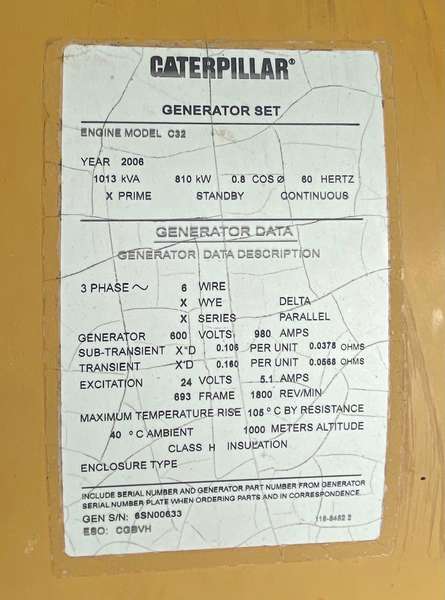 Used Caterpillar C32 Diesel Generator
