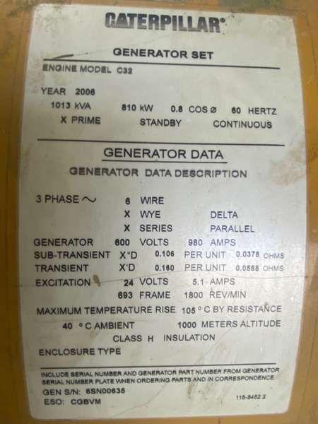 Used Caterpillar C32 Diesel Generator
