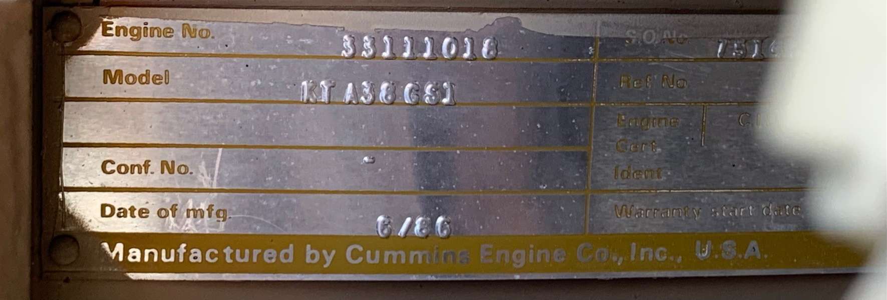 Used Cummins KTA38 Diesel Generator