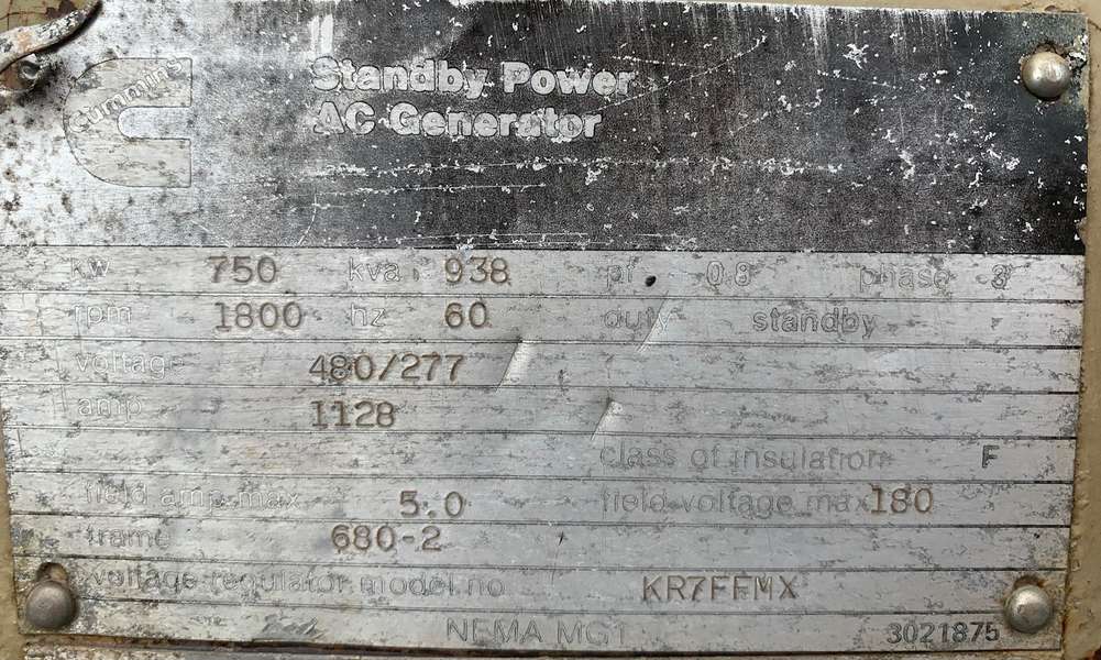 Used Cummins KTA38 Diesel Generator