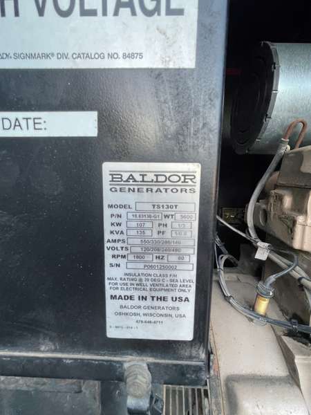 Used Baldor TS130T Diesel Generator