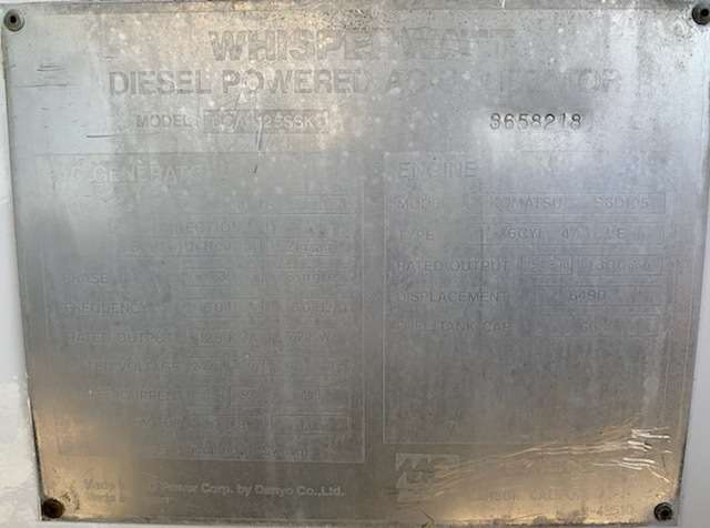 Used MultiQuip DCA125SS Diesel Generator