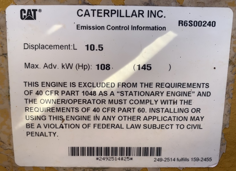Used Caterpillar G3306NA Gas Generator
