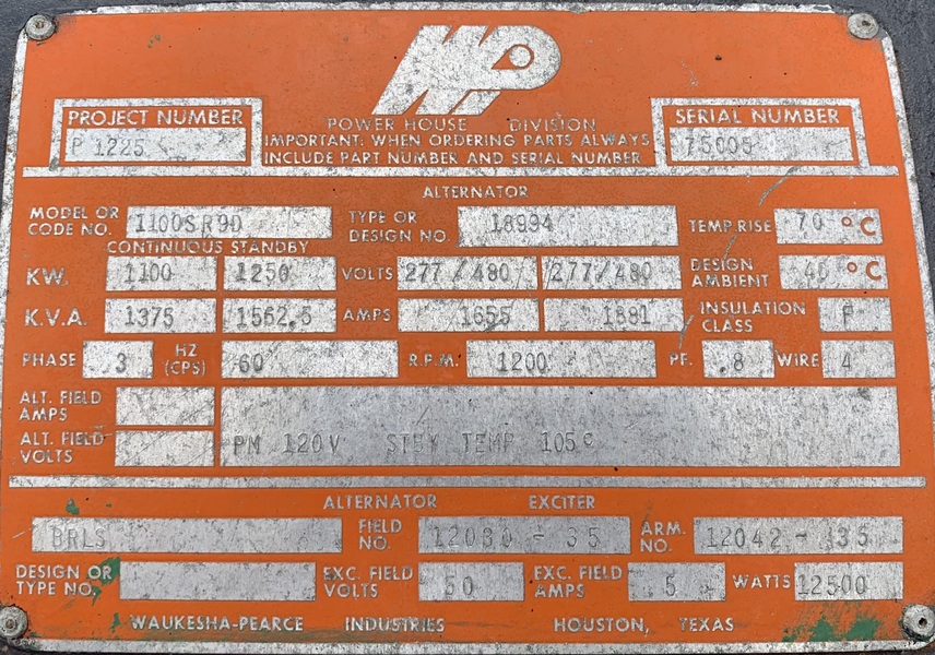 Used Waukesha L6670DSIU Diesel Generator