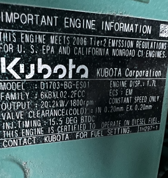 Low hours Cummins Onan 15kW Diesel Generator