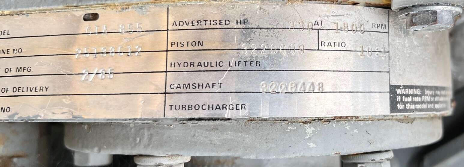 Low Hours Cummins GTA855 Gas Generator