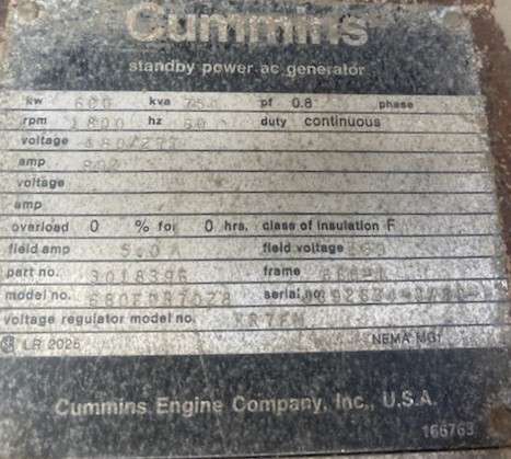 Used Cummins KT38 Diesel Generator