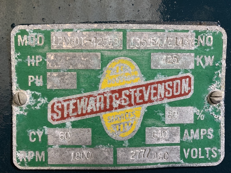 Low Hours Stewart and Stevenson 425kW Diesel Generator