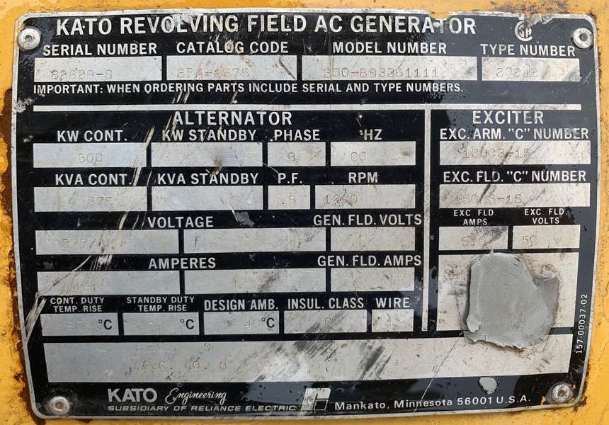 Used Kato 300kW Generator End