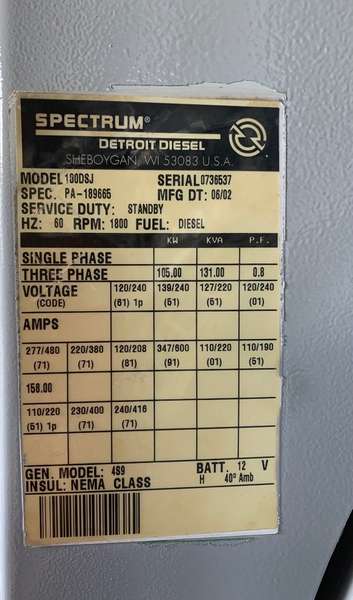 Used John Deere 100DSJ Diesel Generator