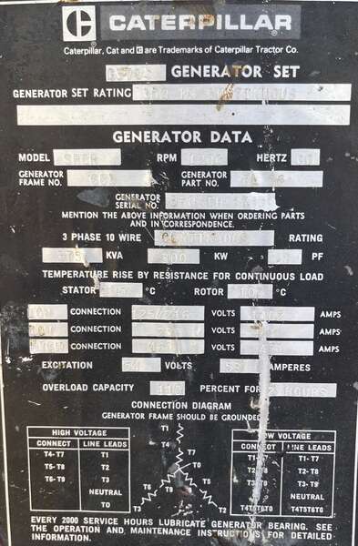 Used Caterpillar 300kW Gas Generator