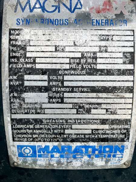 Low hours Marathon 510kW Generator End
