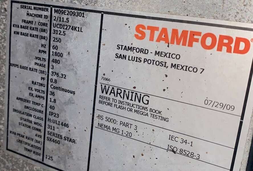 Used John Deere 250kW Diesel Generator