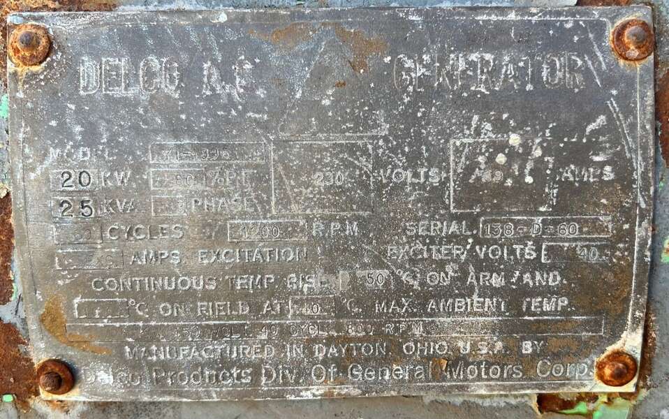 Used Delco 20kW Generator End