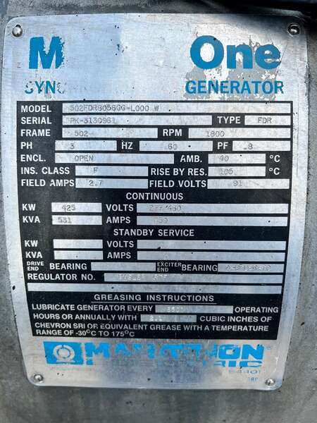 Low hours Detroit 12V71 Diesel Generator