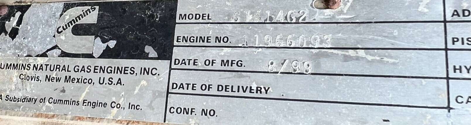 Used Cummins 280kW Gas Generator