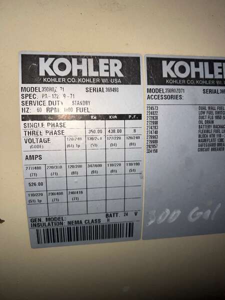 Used Kohler 350ROZ71 Diesel Generator