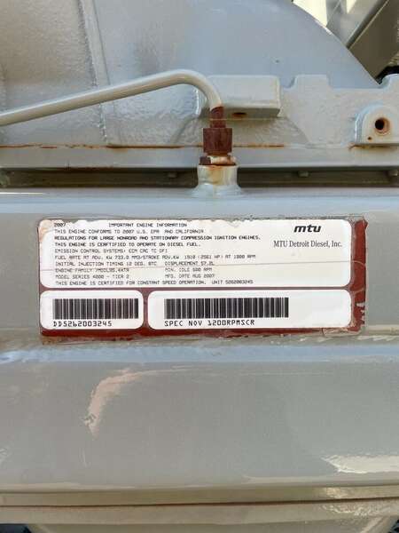 Tested Good Used MTU 12V4000 Diesel Generator