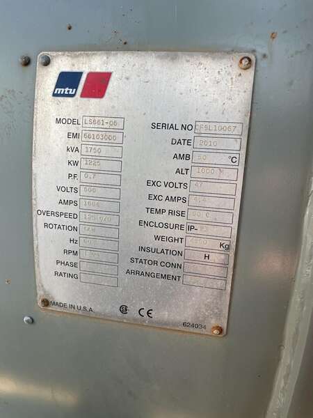 Tested Good Used MTU 12V4000 Diesel Generator