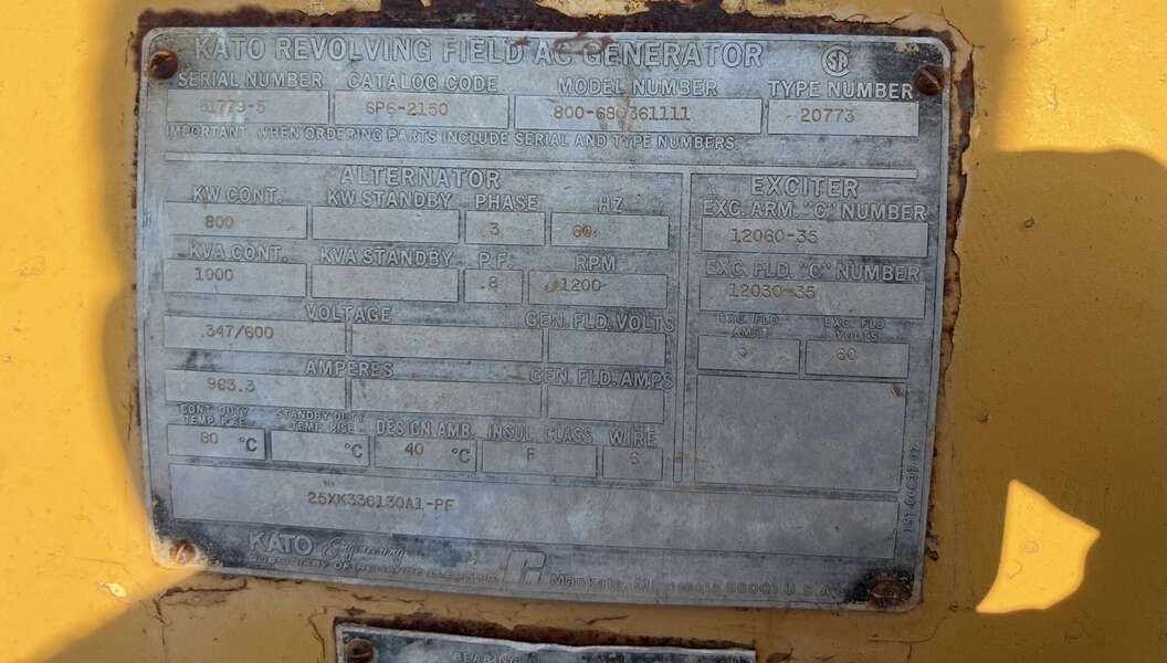 Used Kato 800kW Generator End
