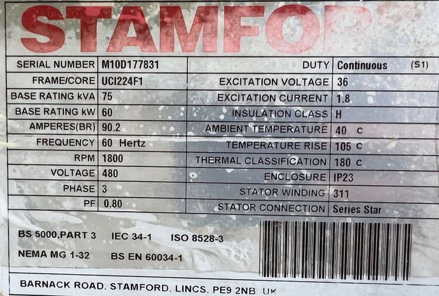 Used Kohler 60kW Diesel Generator