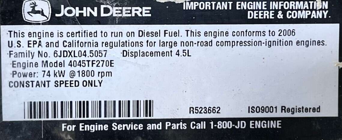 Used Kohler 60kW Diesel Generator