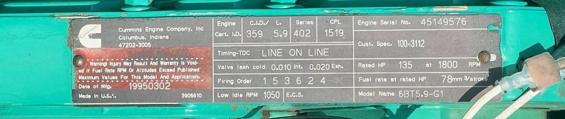 Low Hour Cummins 80DGDA Diesel Generator