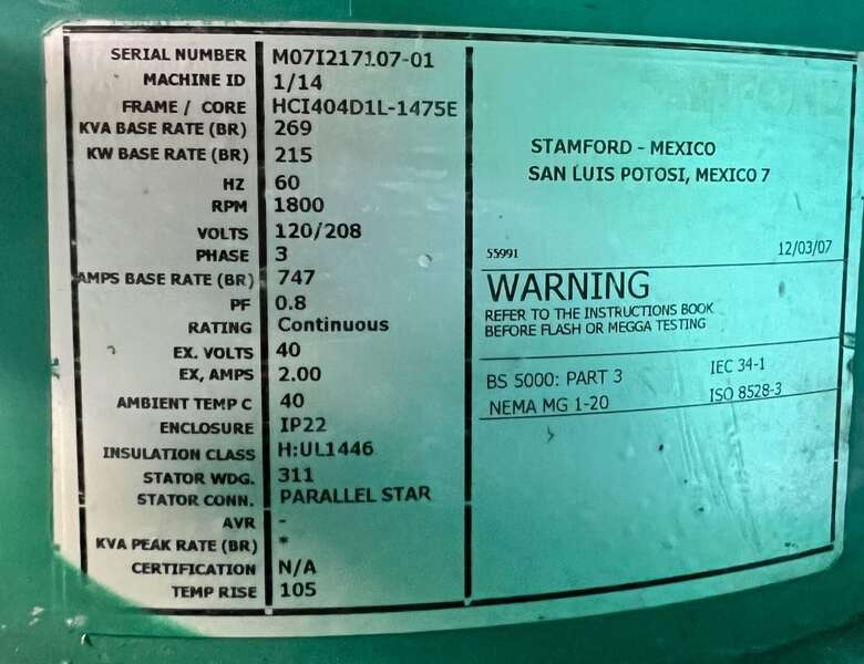 Used Cummins 215kW Gas Generator